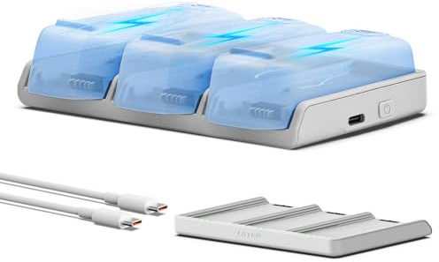 LKTOP Ersatz DJI Neo Zwei-Wege-Ladehub, 65W Schnellladegerät USB-C Power Adapter für DJI Neo Drohne Zubehör, mit Speicher-/Ausgangsmodus C auf C Kabel (Parallel Charge 3 Batterien:45min)