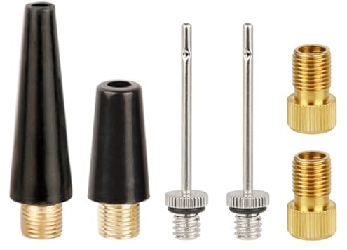 Aestustheri 6PCS Presta Valve Adapter Set - Bike Pump Converter Kit - Schrader Adapter & Ball Inflation Needles - Metal Air Nozzle Accessories for Bicycle & Ball