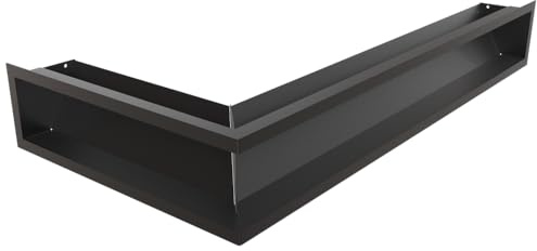 Kratki LUFT Grille d'aération d'angle 12x80x40 cm noir - grille d'aération d'angle décorative en métal pour cheminées et installations de chauffage, inclinée à 45°, thermolaquée, pour montage mural