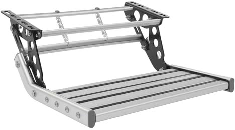 Trittstufe Wohnmobil Wohnwagen Leiter Treppe Doppeltrittstufe Trittleiter 150 kg Tragfähigkeit 44 cm Trittfläche 12 V LED Licht sicherer Einstieg Camping