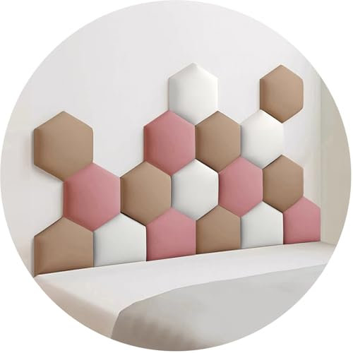 Anti-collision Padded Wall Panels 3cm Thick Peel and Stick Hexagon Wall Padding Scratch-resistant Fabric Headboard Bedroom Wall Decor(White,180x105cm)