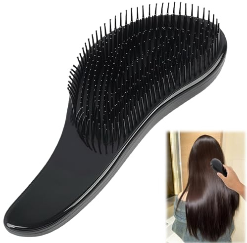 Spazzola Districante Professionale per Capelli - Ideale per Capelli Fini, Folti, Ricci, Bagnati o Asciutti - Design Elegante e Maneggevole - Perfetta per Bambini e Adulti - Nero (Confezione Singola)