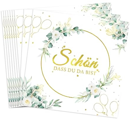 WUSJCOF Servietten Hochzeit - 40 Stück Servietten Schön DASS Du Da Bist - Papierservietten mit Blumen Motiv - Tischdeko für Hochzeit, Geburtstag, Frühling, Ostern