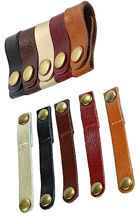 LAPYAPPE 10pcs Leather Earphone Winder Cord Organizer Clips Leather Data Cable Organizer for Cable Management Desk Cord Wrap
