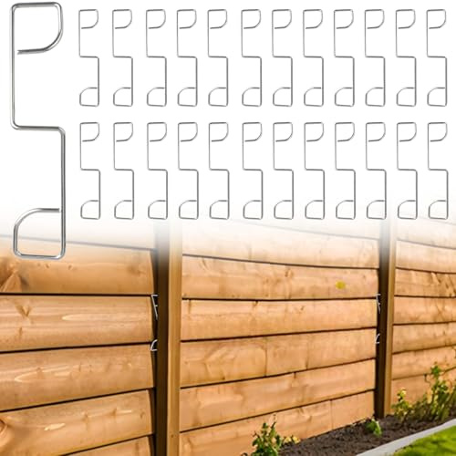 Surflyee 50 PCS Fence Panel Clips, Stainless Steel Fence Panel Wedges, Fences Wedges to Stop Rattling, Garden Fences Wind Protector Clips