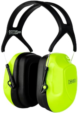 DOMIRA Ear Defenders 34dB/37dB – High Performance Hearing Protection Earmuffs, Comfortable Headband, Noise Reduction for Power Tools, Shooting, Airports – Orange/Black or Light Green
