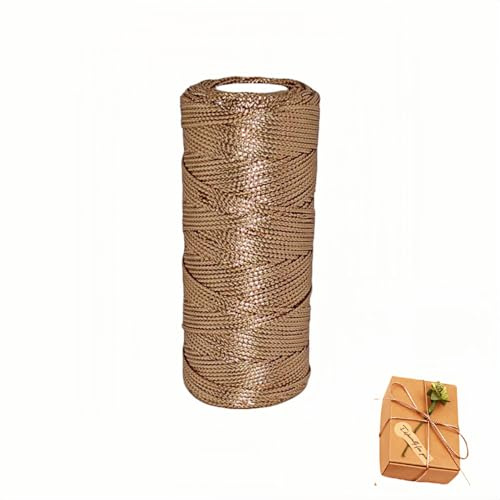 100m metallic gold string 1.5mm Twine string for bracelet making cord rope for crafting tinse for gift wrapping christmas twine ball of gold thread DIY Crafts Wedding Favors (Rose gold)