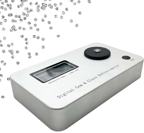 YORCME Edelsteinprüfgerät Precise Measurement Brechungsindexbestimmung: 1,300–3,000 Mit Pinzette, 2 Kalibrierblöcken und Aluminiumkoffer Zur Identifizierung von Schmuck
