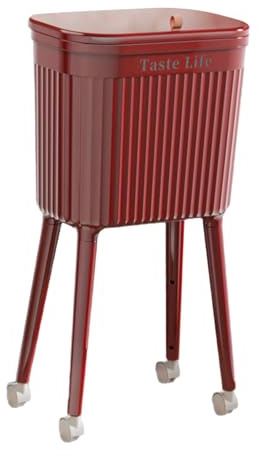 Ioensy Basurero de Cocina con Ruedas, Minimalista Y Multiusos para El Hogar, La Oficina, La Entrada Y, Rojo, Individual