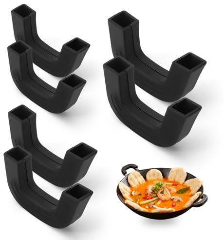6 asas de olla, protección contra el calor, asas de silicona reutilizables, asas de silicona negras para ollas, asas antideslizantes de silicona para sartenes, ollas y woks (S、M、L)