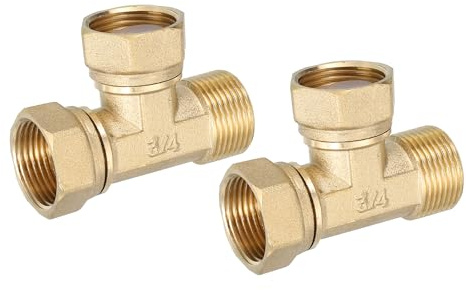 QUARKZMAN Messing T-Stück Drehgelenk Rohrverbinder G3/4 (Innengewinde x Innengewinde x Außengewinde) BSPP 3-Wege T-Verbinder Kupplung Für Klimaanlage Kältetechnik Sanitärinstallation 2Stk