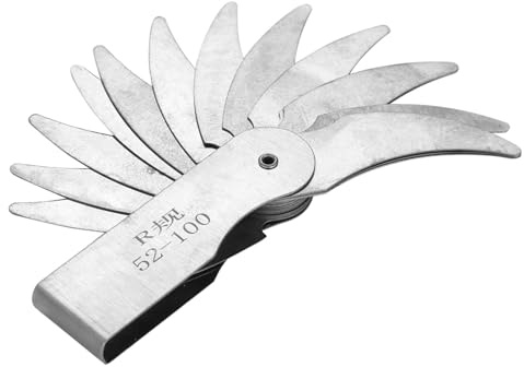 HUIOP Medidor de Radio de Acero Inoxidable, Herramienta de Medición Convexa Cóncava Interna Externa con Varios Rangos para Fabricantes de Herramientas y Troqueles, Maquinistas, (R52-100MM)