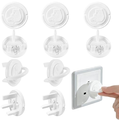10 PCS Plug Socket Covers UK,Baby Plug Socket Covers UK with Pull Ring Guards Caps,Reusable Tight Socket Protector for Children Safety Protection at Home School and Nursery（White）