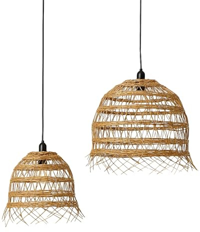 Set mit 2 Lampenschirmen aus Polyrotin im Bohème-Stil 2x HAWAII LONG H35 und H45cm