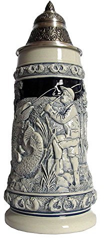 King German Beer Stein Fisherman's Stein 0.5 Liter tankard, Beer Mug KI T1730EZ 0,5L