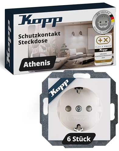 Kopp Athenis skyddskontaktuttag singel ren vit professionell förpackning 6 stycken, 943029056