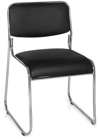 hjh OFFICE 706200 Konferenzstuhl Stuhl KOLTA PU schwarz Wartezimmer Stuhl Besprechungsstuhl Kufengestell