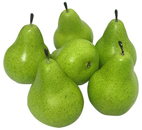 J-Rijzen 6pcs Fake Pears Artificial Fruits Vivid Green Pear for Home Fruit Shop Supermarket Desk Office Restaurant Decorations Or Props (Green)