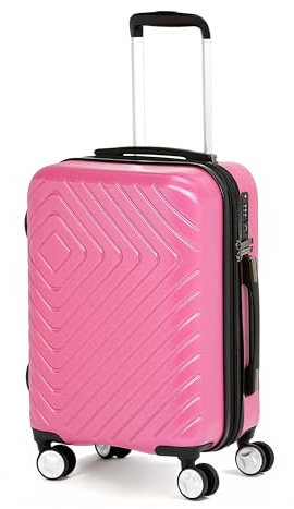 Amazon Basics 21 Hardside Carry-On Luggage with TSA Lock, Expandable, Scratch-Resistant Geometric Surface, Organized Interior, 4 Multi-directional Spinner Wheels, Pink