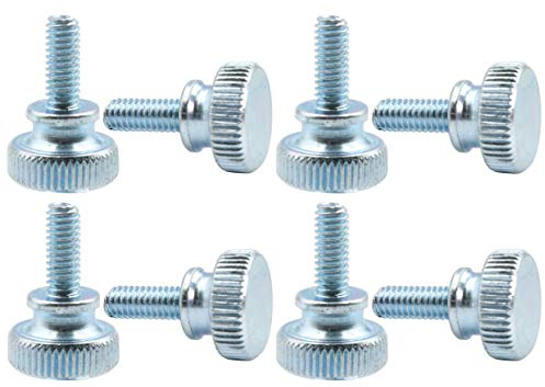 LBY 30pcs Knurled Thumb Screws, M4 x 10mm Flat Knurled Head Fully Threaded, Carbon Steel Galvanized (Double Layer Step)