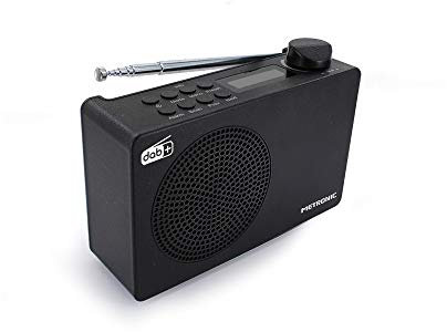 METRONIC 477231 Radio digitale DAB+ e FM RDS con uscita cuffie, doppio allarme e batteria integrata con autonomia di 7 ore - Nero
