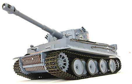 ES-TOYS Panzer Ferngesteuert mit Schussfunktion German Tiger I Heng Long 1:16 Rauch&Sound+Stahlgetriebe,2,4Ghz - V7.0 Upgrade Edition
