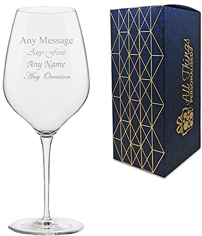 Personalised Engraved 650ml Inalto TRE Sensi Extra Large Wine Glass, Gift Boxed, Perfect for Any Wine Lover