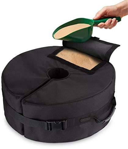 Grantien Gazebo Tente Sacs De Sable De Lestage De Fixation pour Tonnelle Parasol Ronde Pavillon Sable Jardin Noir 20KG