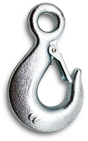 DOJA Industrie | Öse Lasthaken Haken mit Sicherheitshaken | 250 kg Tragfähigkeit | 31 mm Durchmesser | Selbstschließender Ösen Lasthaken Kettenzug, Seilzug | Hakensicherung mit Kettenhaken