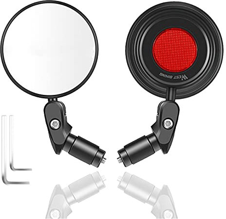 ZKHD 2 Stück Fahrradspiegel Rund,Fahrrad Fahrrad Rückspiegel,Lenkerenden Fahrradspiegel Lenker Konvexspiegel,Einstellbare um 360 Grad Drehbare Fahrradrückspiegel,1pcs