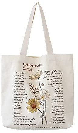 VOKUVIKU Beuteltasche Damen Stoff Gross Jutebeutel Bedruckt Blumen Stoffbeutel Bedruckt Vintage Umhängebeutel Groß Canvas Tasche Damen Umhängetasche Schule, 08-01YGJ