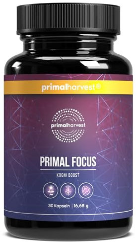 Primal Harvest® Kogni Boost Konzentrationstabletten für geistige Leistungsfähigkeit – für normale geistige Funktion und Verringerung von Müdigkeit mit L-Tyrosin und Cognizin