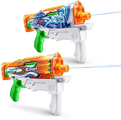 ZURU Lot de 2 Pistolets à Remplissage Rapide X-Shot - 2 Pistolets au Total - Se remplit d'eau en Seulement 1 Seconde (Flammes et éclaboussures d'eau), [Divers]