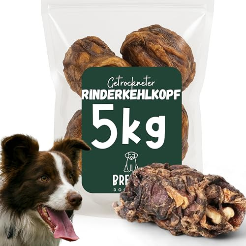 BREERs Getrocknete Rinderkehlköpfe für Hunde 5 Kg aus eigener Deutscher Herstellung, Kauartikel für Groß & Klein
