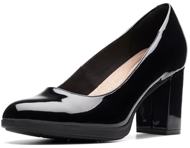Clarks Zapatos de tacón Bayla para Mujer, Negro Charol sintético, 39 EU