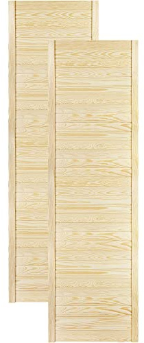 DecoMeister Lamellentüren Holz 2er Pack 594x1995 mm | Holztür aus massiver Kiefer mit fühlbarer Struktur | Möbelfronten für individuelle Renovierung | Lamellentür für Schrank oder Garderobe | Natur