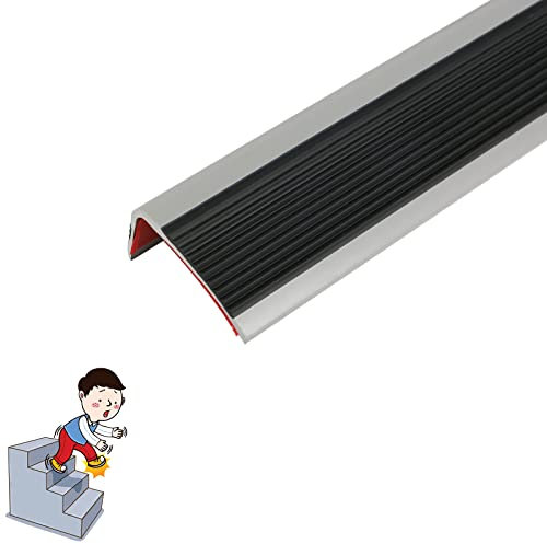 L Winkelprofil Treppenkantenprofil,1M Winkelprofil Anti-Rutsch Treppenkante,PVC Winkelprofil Selbstklebend Treppenkantenschutz,Schnittkanten, Treppe Kantenband -Schwarzgrau