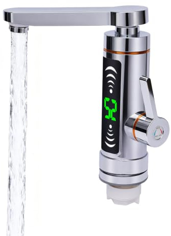 Elektrischer Wasserhahn 3000W, 360° Drehbarer Sofortiger Elektrischer Durchlauferhitzer, 220V mit Temperaturdisplay - Edelstahl 304 & ABS, 30-60℃ stufenlos, für Küche/Bad