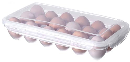 Karkar Eier Aufbewahrung Kühlschrank Eierbox 18 Eier - Eierbehälter Eier Transportbox Kunststoff Für Kühlschrank, Küche (Transparent)
