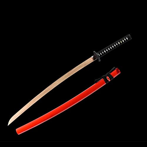 TIAYKO Épée de samouraï en Bois Bokken avec Fourreau,Katana en Bambou Fait à la Main,Accessoires de Pratique des Arts Martiaux Kendo pour fêtes à thème,Halloween,Tournage de Films et de télévision
