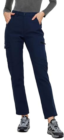 ATLASLAVA Wanderhose Damen Winter Gefüttert Softshellhose Skihose Winterhose Frauen Wasserdicht Trekkinghose Outdoor Hose Navy Blau L