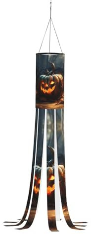 WCXTHGFA Windsack mit Herbst-Kürbis-Druck, vielseitig, charmante Outdoor-Dekoration für Herbst, Erntedankfest, Winter