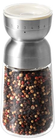 Vucchini Macina Sale e Pepe in Acciaio Inox con Nucleo in Ceramica, Grana 6 Regolabile Esternamente, 260ml, Beige, Macina Spezie