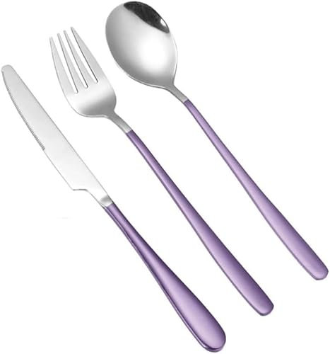 Silverware Set 2/3 Pcs Knife Fork Spoon Stainless Steel Cutlery Set Reusable Dinner Forks Mirror Polished Tableware Set Red-3 Pack (Black 2 Pack)
