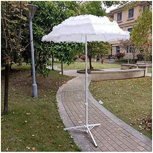 CRBUDY Petit Parasol de Jardin en Dentelle Blanche Tendance, Pare-Soleil d'extérieur, imperméable, pour Mariage ou fête (Blanc 1,4 m/4,6 pi)
