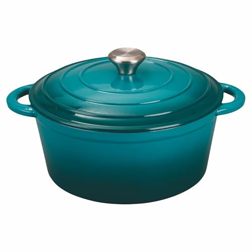 Galileo Les Cocottes SìChef - Cacerola con tapa de 28,5 cm de hierro fundido esmaltado, inducción, color azul