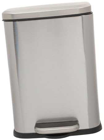 MUELODSIC Papelera de Acero Inoxidable con Pedal Cubo de Basura Grande con Tapa para Cocina Baño y Oficina Cubo Rectangular Resistente y Fácil de Limpiar