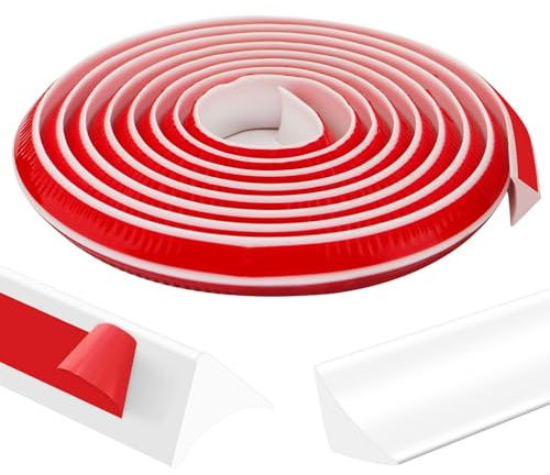 MISIQIMA Abschlussleiste Küchenarbeitsplatte, TPE Winkelleiste Selbstklebend, Eckleiste Selbstklebend für Küchen und Badezimmerwände sowie Eckbereiche von Arbeitsplatten (Weiß, 3 m)