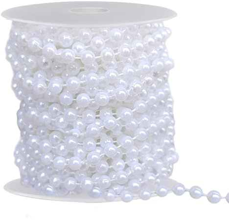 Perlengirlande Weiss 15m Perlenband Perlenkette Girlande Perlen Deko Künstliche Perlenschnur Perlengirlande Weiß Hochzeit 6mm
