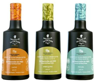 Molino de la Calzada | Pack 3 Aceite de Oliva Virgen Extra Variedades Lucio, Picual y Arbequina - 3 Botellas de 500 ml
